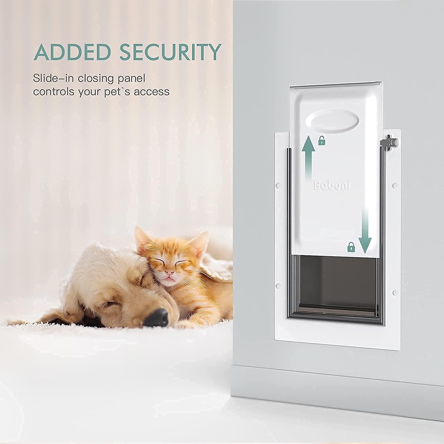Wall-Mounted Pet Door with Steel Frame and Telescoping Tunnel, Aluminum Lock, Double Flap Design for Dogs and Cats (Up to 100 lbs) - Large