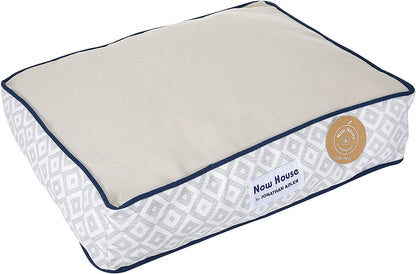 Jonathan Adler Now House for Pets Grey Diamond Small Dog Bed, Machine Washable Cotton/Poly Blend, 17 x 22 x 5 Inches