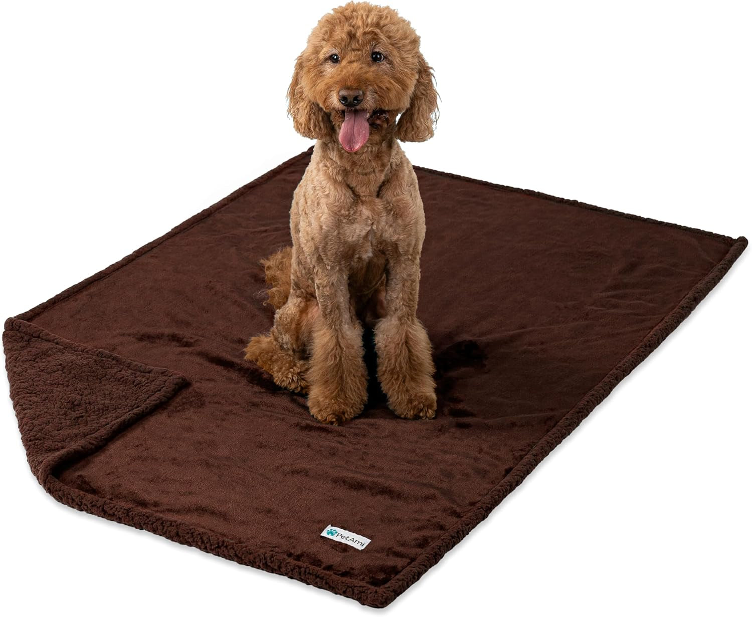Extra Large Waterproof Dog Blanket for Couch - 80x60 Reversible Sherpa Fleece Pet Throw, Pee-Proof Furniture Protector for Bed, Sofa, Crate, and Kennel, Soft Washable Cover for Dogs and Cats, Brown Sherpa