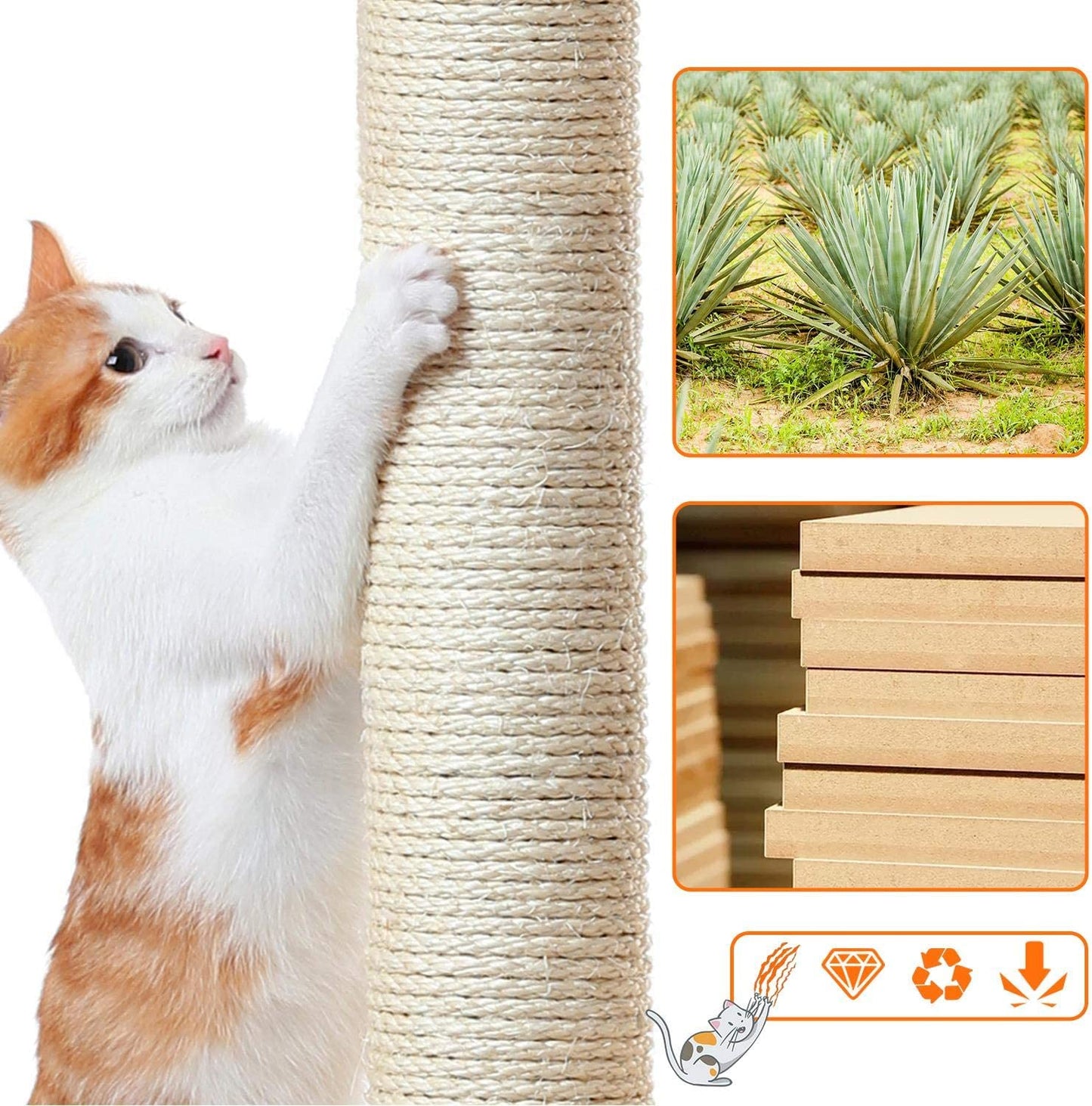 Multi-Level Cat Condo Tower - 34-Inch Cat Tree with Scratch Boards and Sisal Posts for Indoor Kittens