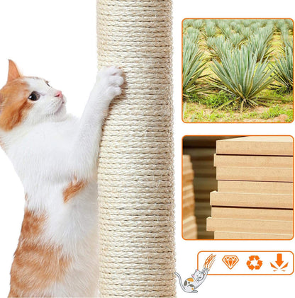 Multi-Level Cat Condo Tower - 34-Inch Cat Tree with Scratch Boards and Sisal Posts for Indoor Kittens