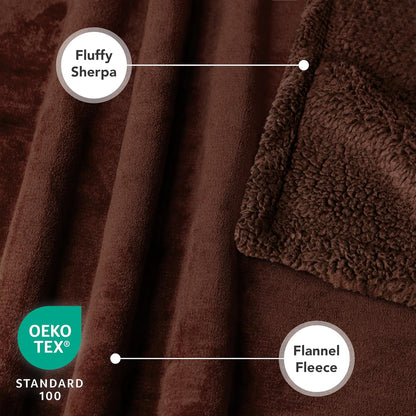 Extra Large Waterproof Dog Blanket for Couch - 80x60 Reversible Sherpa Fleece Pet Throw, Pee-Proof Furniture Protector for Bed, Sofa, Crate, and Kennel, Soft Washable Cover for Dogs and Cats, Brown Sherpa