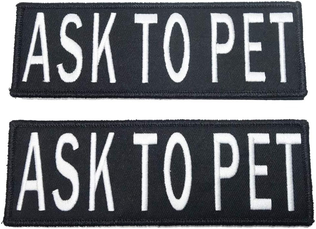 Service Dog Harness Patches | Velcro Embroidered Patches for Harnesses and Vests | Do Not Pet, Dog in Training, Service Dog, Emotional Support | Removable Hook and Loop Design