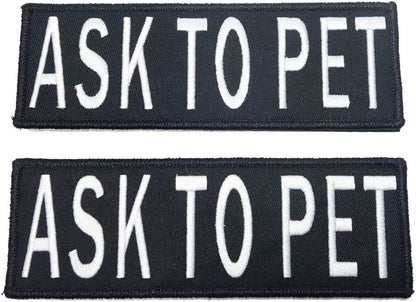 Service Dog Harness Patches | Velcro Embroidered Patches for Harnesses and Vests | Do Not Pet, Dog in Training, Service Dog, Emotional Support | Removable Hook and Loop Design