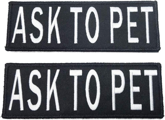 Service Dog Harness Patches | Velcro Embroidered Patches for Harnesses and Vests | Do Not Pet, Dog in Training, Service Dog, Emotional Support | Removable Hook and Loop Design