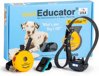 E-Collar ET-300 Mini Remote Dog Training Collar - Yellow | 1/2 Mile Waterproof Range, 100 Stimulation Levels with Vibration, Light, and Sound, Includes Premium Finger Clicker Trainer