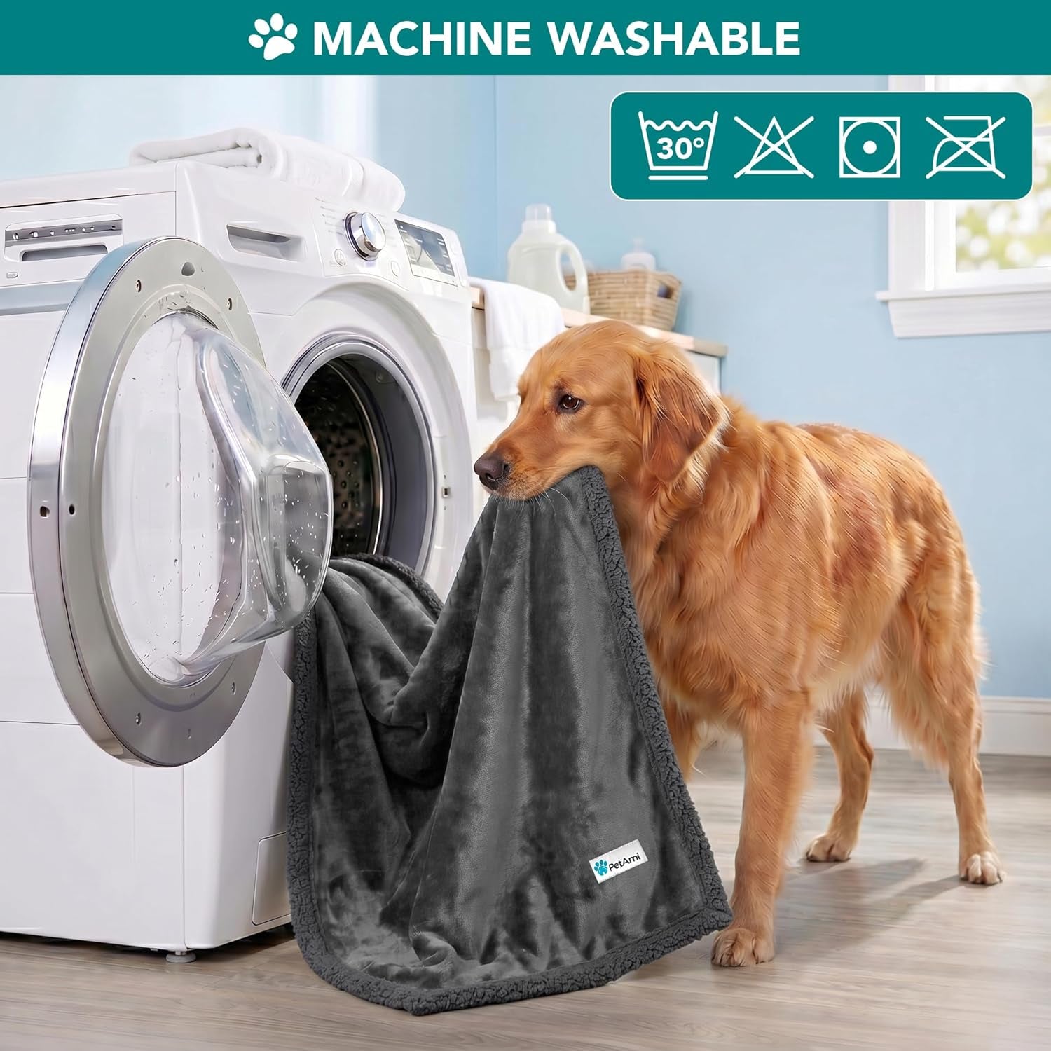 Reversible Soft Sherpa Fleece Pet Blanket for Small to Medium Dogs and Cats, Machine Washable Couch Cover and Crate Protector, 40x29 inches, Solid Dark Gray