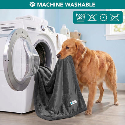 Reversible Soft Sherpa Fleece Pet Blanket for Small to Medium Dogs and Cats, Machine Washable Couch Cover and Crate Protector, 40x29 inches, Solid Dark Gray