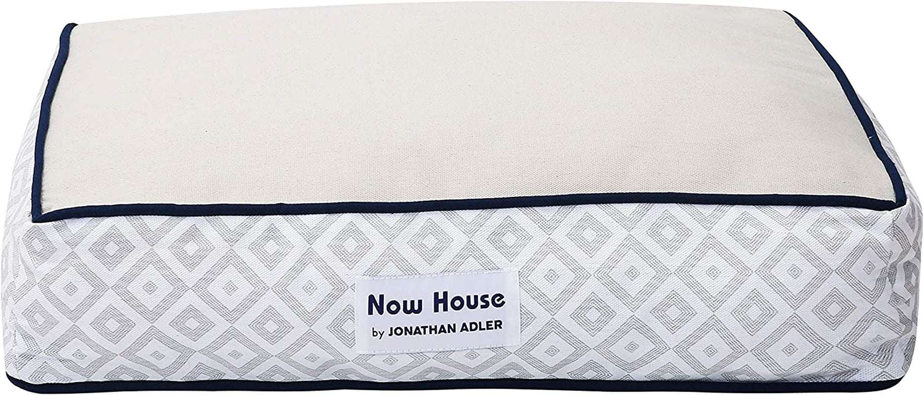 Jonathan Adler Now House for Pets Grey Diamond Small Dog Bed, Machine Washable Cotton/Poly Blend, 17 x 22 x 5 Inches