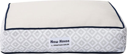 Jonathan Adler Now House for Pets Grey Diamond Small Dog Bed, Machine Washable Cotton/Poly Blend, 17 x 22 x 5 Inches