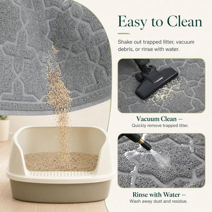 Cat Litter Mat with Waterproof Backing and Non-Slip Bottom for Effective Scatter Control, 35.4" x 23.6", Dark Grey