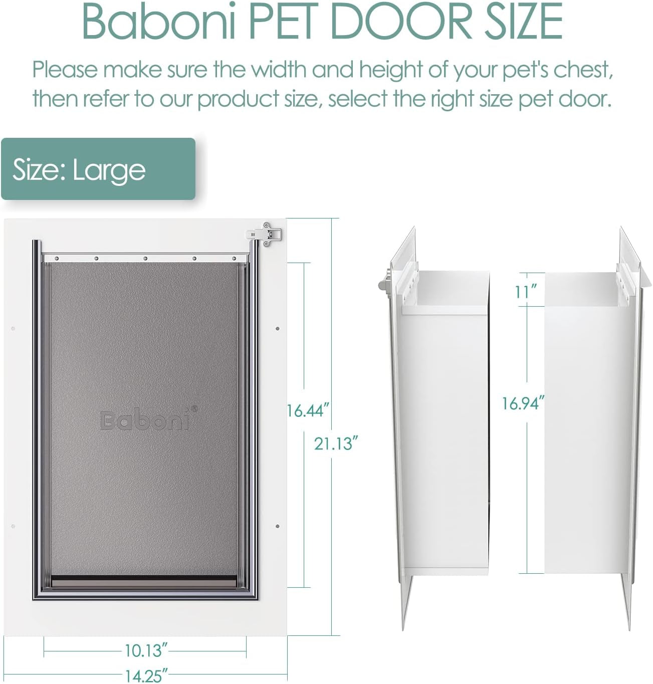 Wall-Mounted Pet Door with Steel Frame and Telescoping Tunnel, Aluminum Lock, Double Flap Design for Dogs and Cats (Up to 100 lbs) - Large