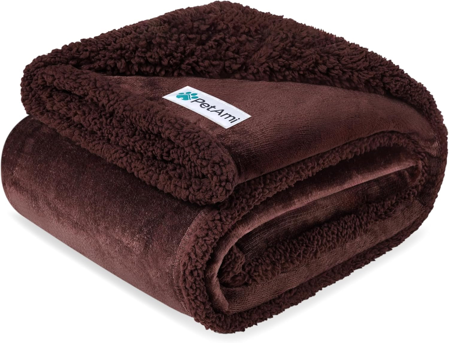 Extra Large Waterproof Dog Blanket for Couch - 80x60 Reversible Sherpa Fleece Pet Throw, Pee-Proof Furniture Protector for Bed, Sofa, Crate, and Kennel, Soft Washable Cover for Dogs and Cats, Brown Sherpa