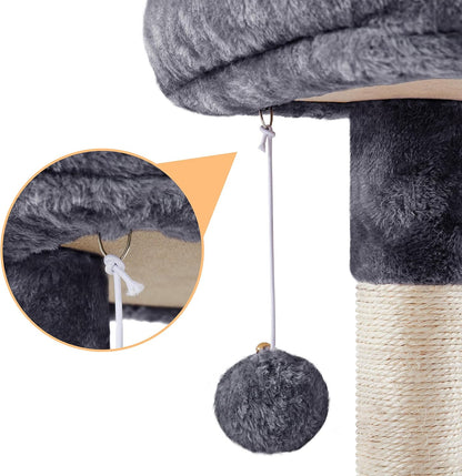 Multi-Level Cat Condo Tower - 34-Inch Cat Tree with Scratch Boards and Sisal Posts for Indoor Kittens