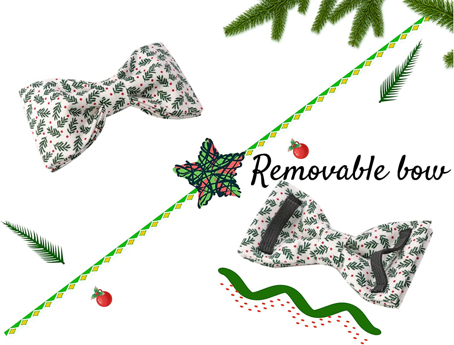 Holiday Adjustable Dog Collar with Soft Bowtie - Comfortable Pet Accessory for Small, Medium, and Large Dogs