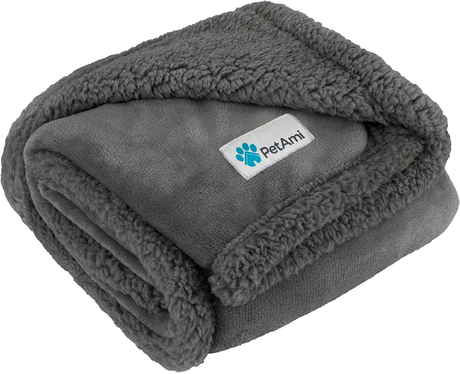 Reversible Soft Sherpa Fleece Pet Blanket for Small to Medium Dogs and Cats, Machine Washable Couch Cover and Crate Protector, 40x29 inches, Solid Dark Gray