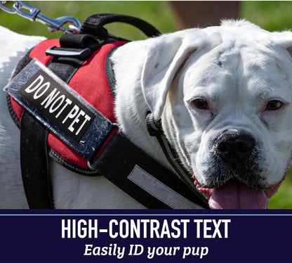 Service Dog Harness Patches | Velcro Embroidered Patches for Harnesses and Vests | Do Not Pet, Dog in Training, Service Dog, Emotional Support | Removable Hook and Loop Design