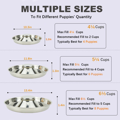 Stainless Steel Puppy Feeding Bowls - Set of 2, 11.8 Inch Dishes for Food and Water