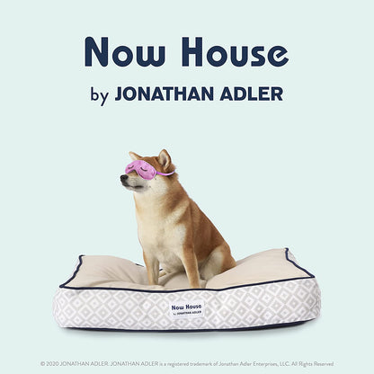 Jonathan Adler Now House for Pets Grey Diamond Small Dog Bed, Machine Washable Cotton/Poly Blend, 17 x 22 x 5 Inches