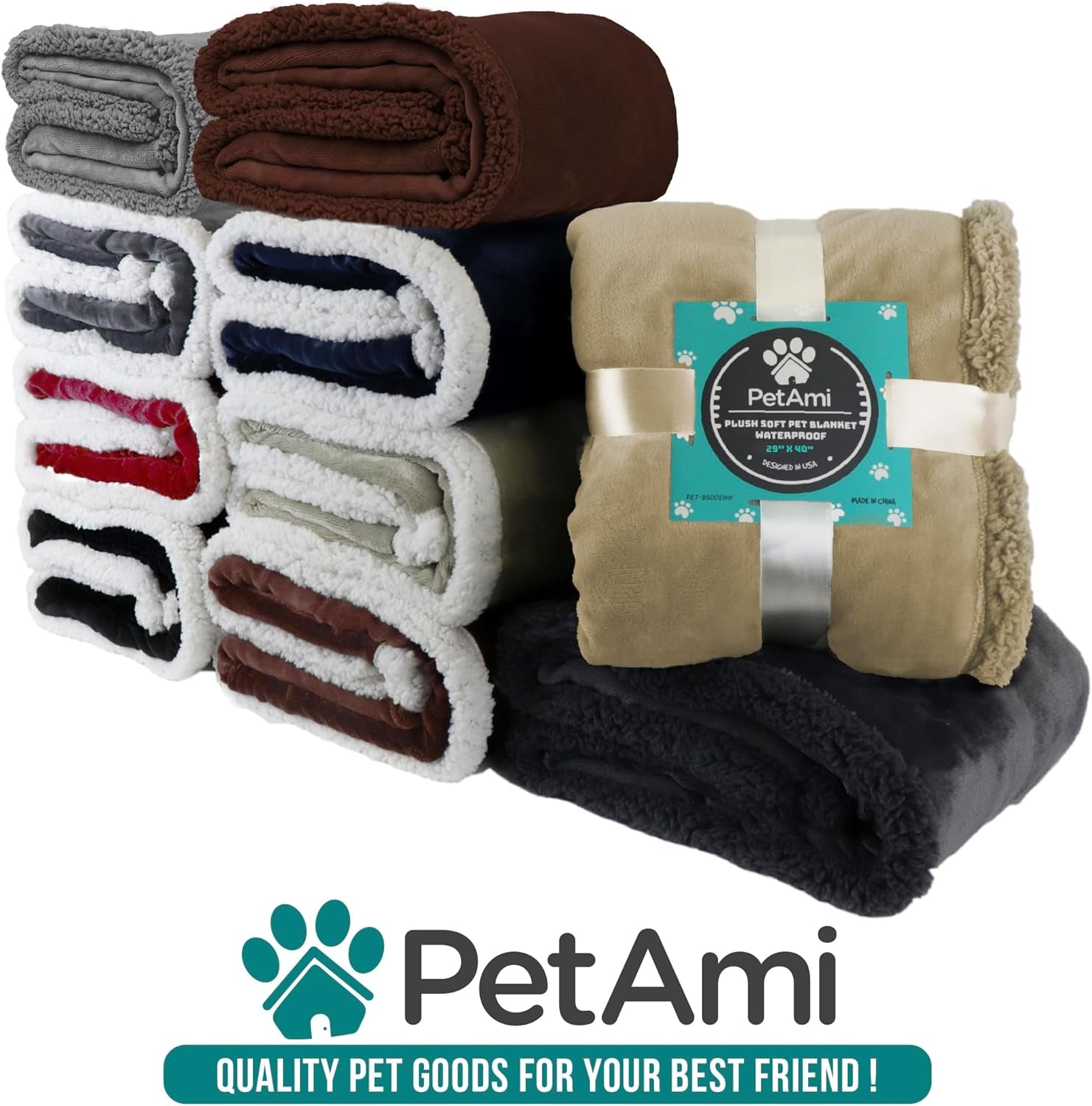 Extra Large Waterproof Dog Blanket for Couch - 80x60 Reversible Sherpa Fleece Pet Throw, Pee-Proof Furniture Protector for Bed, Sofa, Crate, and Kennel, Soft Washable Cover for Dogs and Cats, Brown Sherpa