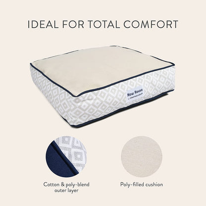 Jonathan Adler Now House for Pets Grey Diamond Small Dog Bed, Machine Washable Cotton/Poly Blend, 17 x 22 x 5 Inches