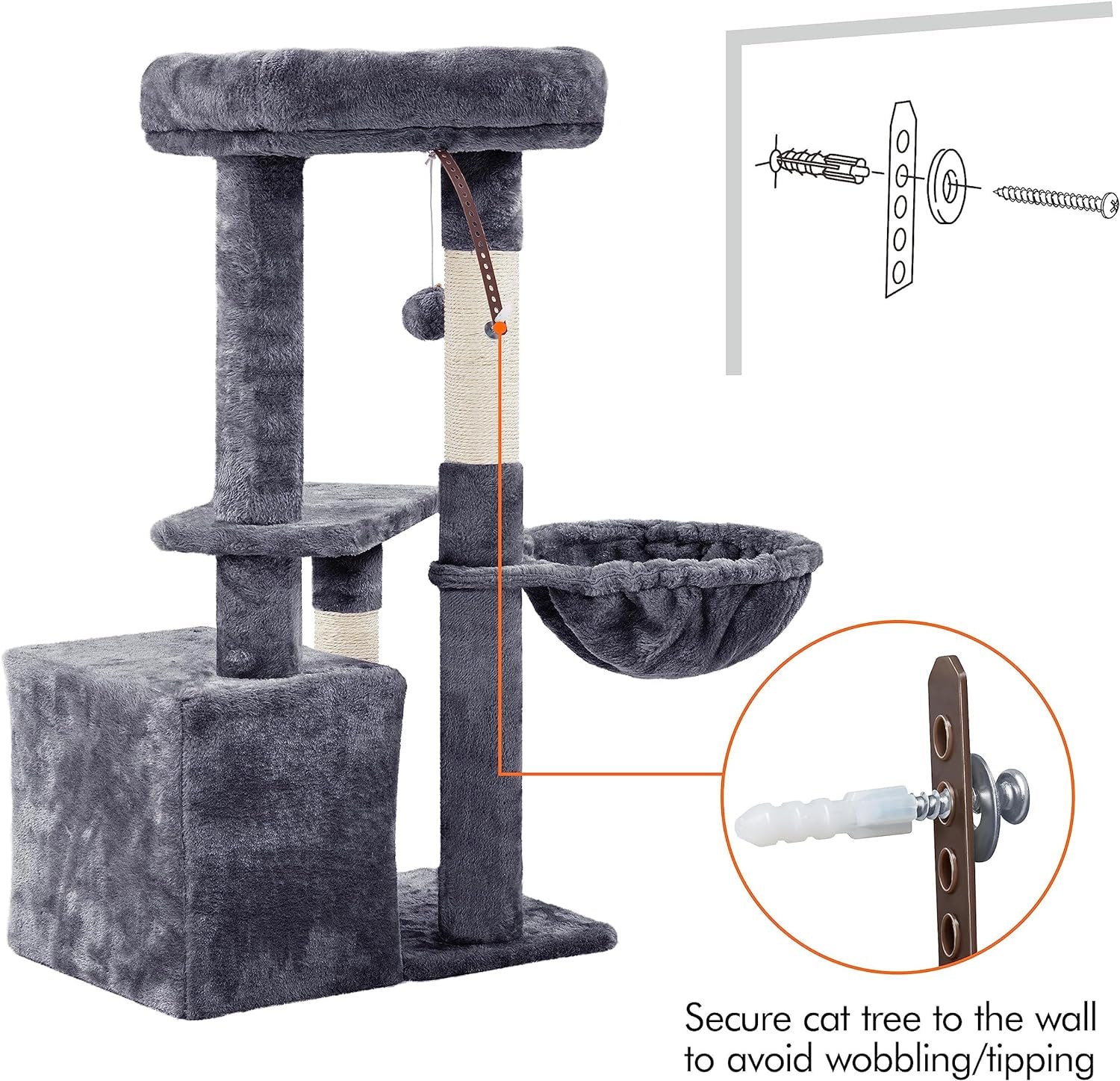 Multi-Level Cat Condo Tower - 34-Inch Cat Tree with Scratch Boards and Sisal Posts for Indoor Kittens