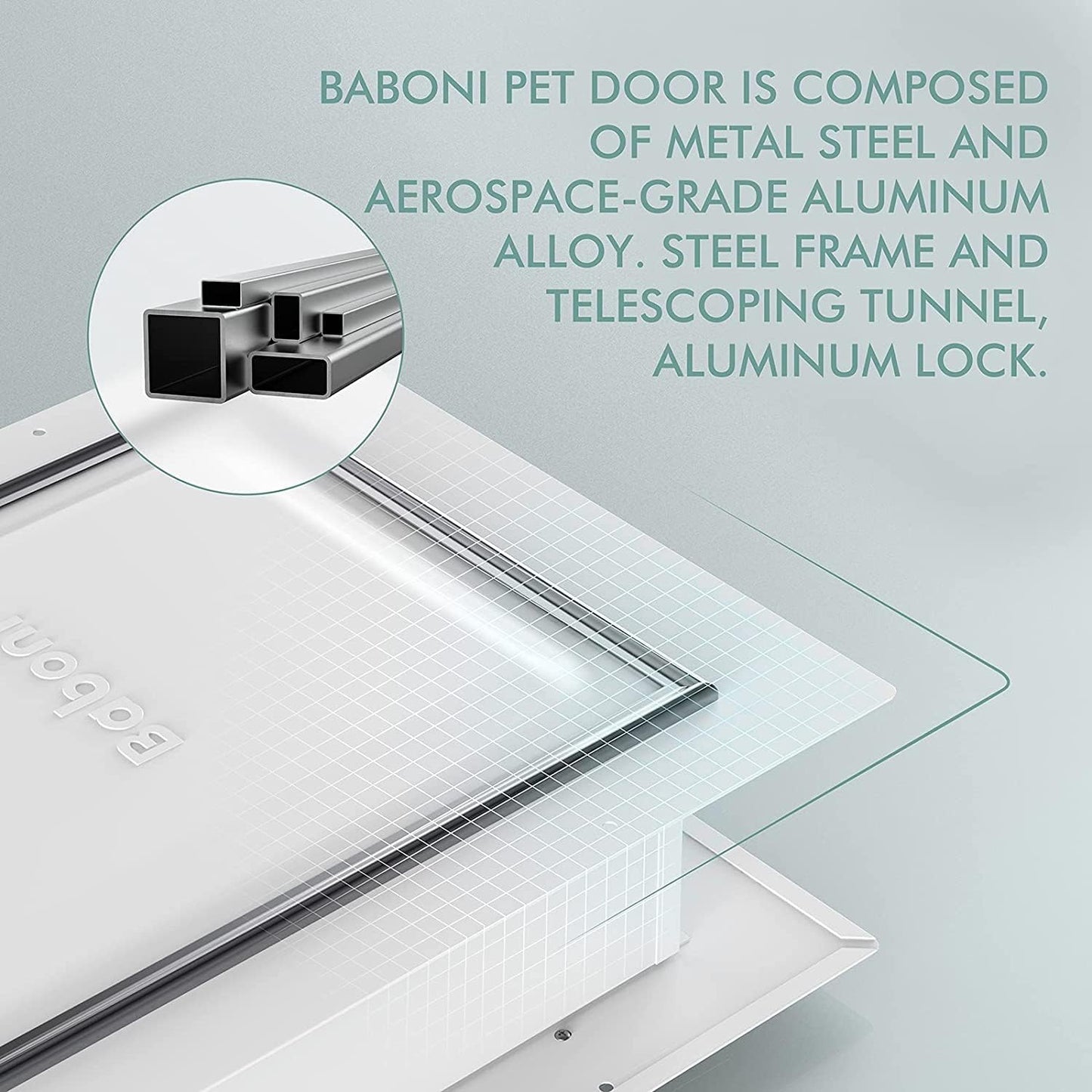 Wall-Mounted Pet Door with Steel Frame and Telescoping Tunnel, Aluminum Lock, Double Flap Design for Dogs and Cats (Up to 100 lbs) - Large