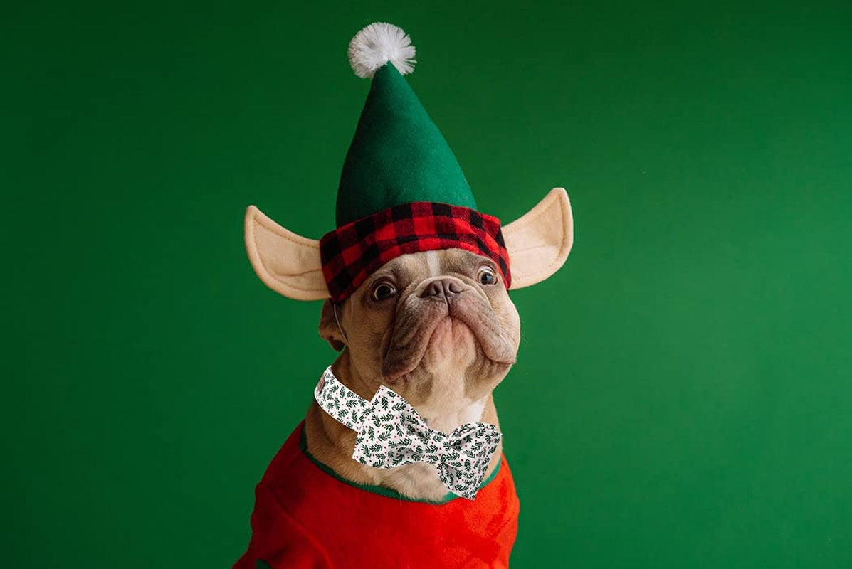 Holiday Adjustable Dog Collar with Soft Bowtie - Comfortable Pet Accessory for Small, Medium, and Large Dogs