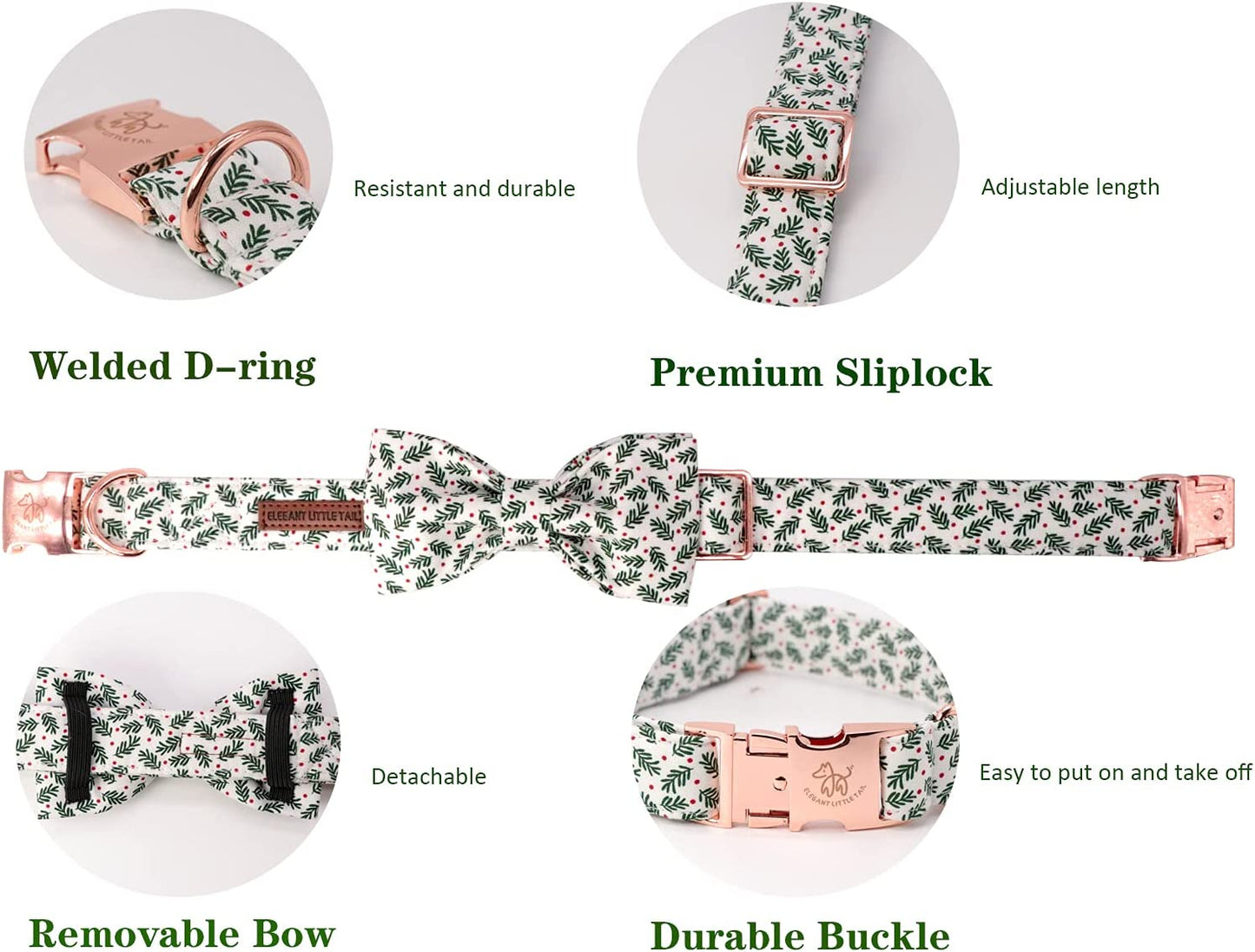 Holiday Adjustable Dog Collar with Soft Bowtie - Comfortable Pet Accessory for Small, Medium, and Large Dogs