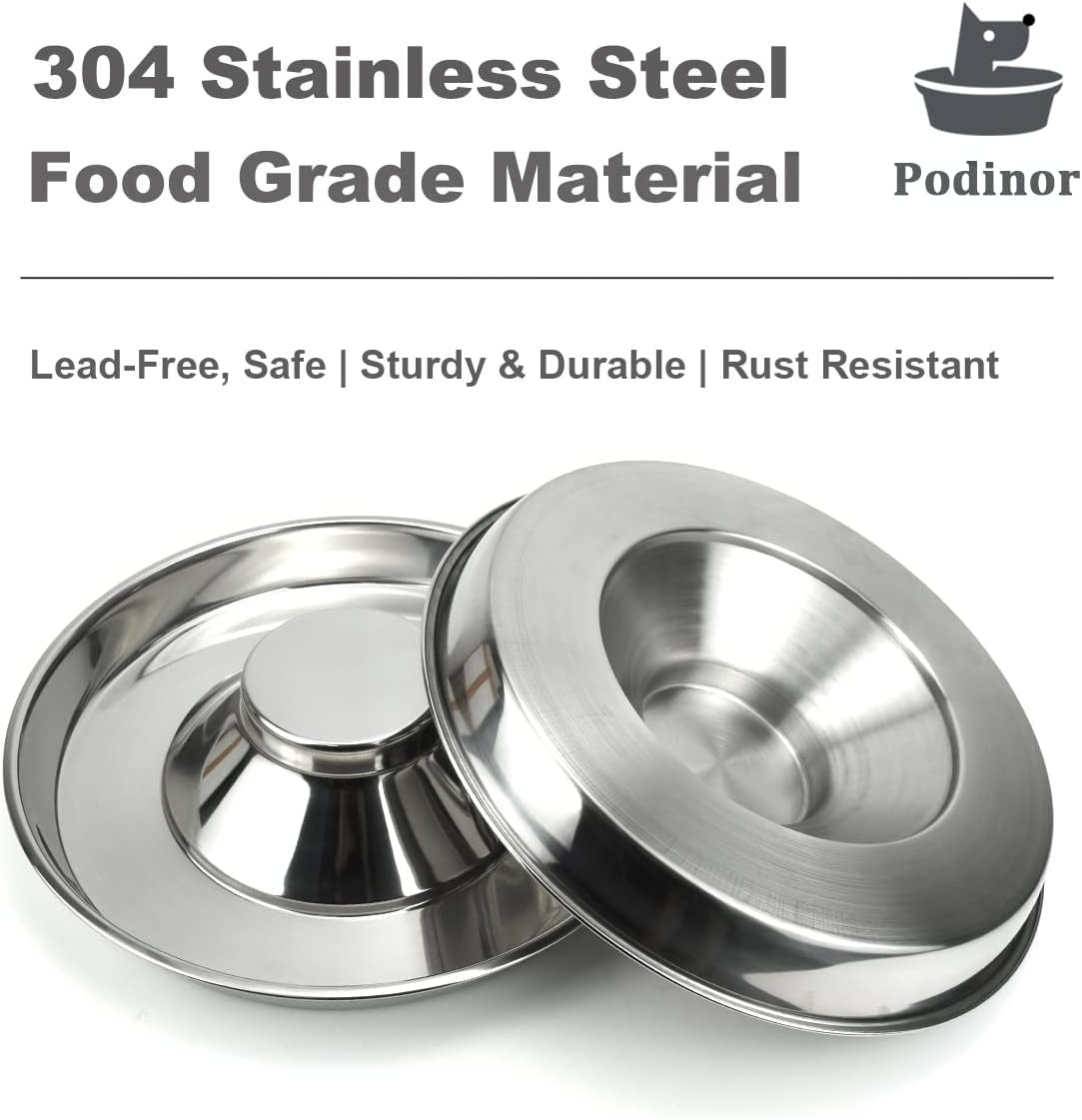 Stainless Steel Puppy Feeding Bowls - Set of 2, 11.8 Inch Dishes for Food and Water