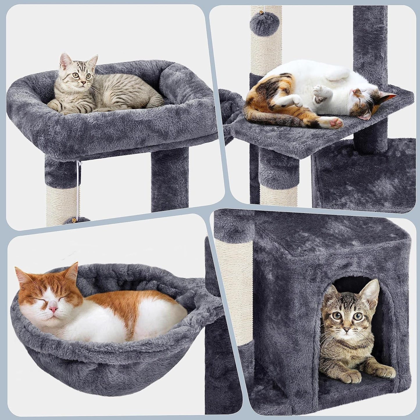 Multi-Level Cat Condo Tower - 34-Inch Cat Tree with Scratch Boards and Sisal Posts for Indoor Kittens