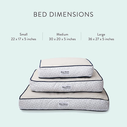Jonathan Adler Now House for Pets Grey Diamond Small Dog Bed, Machine Washable Cotton/Poly Blend, 17 x 22 x 5 Inches