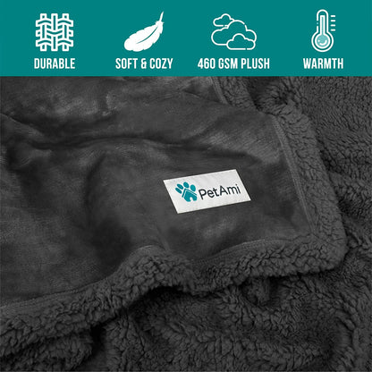 Reversible Soft Sherpa Fleece Pet Blanket for Small to Medium Dogs and Cats, Machine Washable Couch Cover and Crate Protector, 40x29 inches, Solid Dark Gray